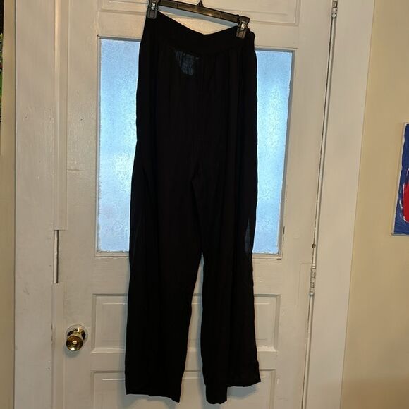 Time and Tru Women’s Black Linen High Side Slit Flowy Wide Leg Pants Size 2X - Picture 6 of 6